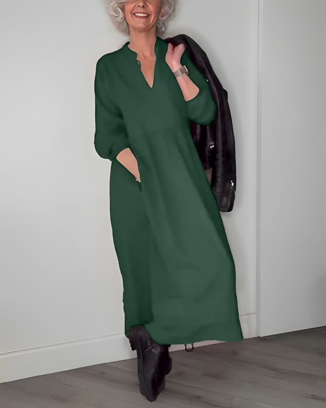 Amanda™ - Afslankende Lange Jurk Met V-Hals