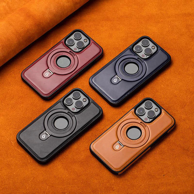 Jalira™ - Luxe lederen iPhone-hoesje met onzichtbare standaard