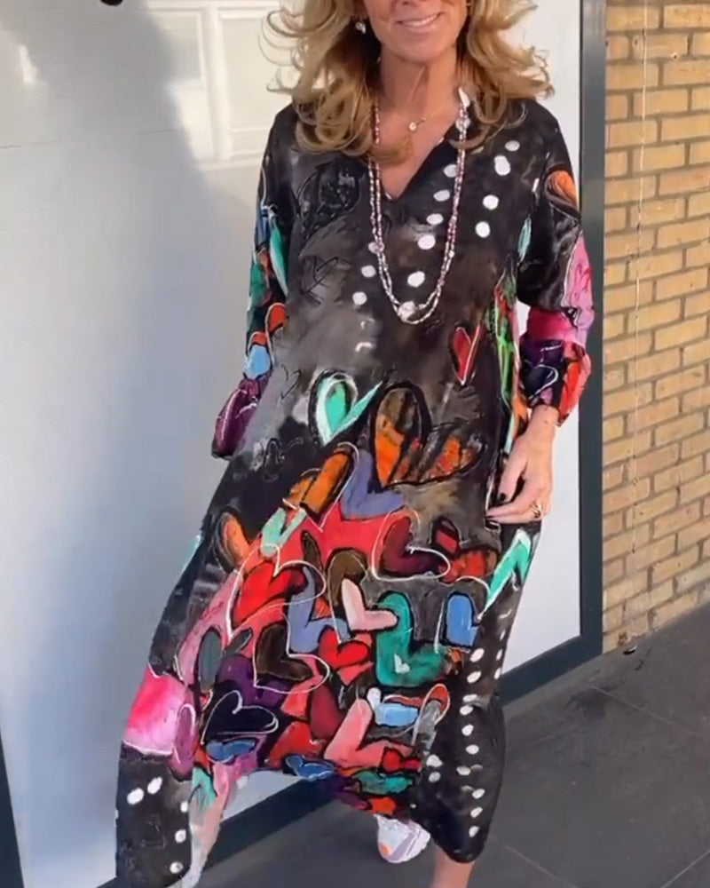 Mariana - Kleurrijke V-Hals jurk