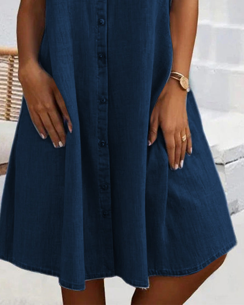 Evelina™ - Midi jurk met knoop en omgekeerde kraag