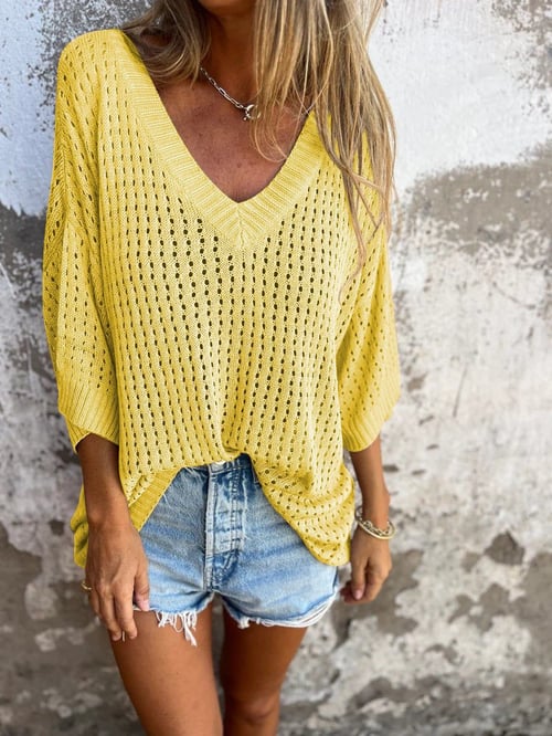 Delia™ - Gebreide top met V-hals