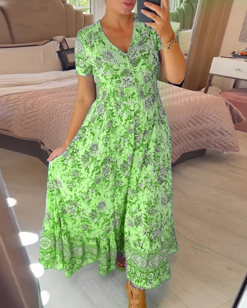 Denise™ - Maxi Bloemenjurk met V-Hals