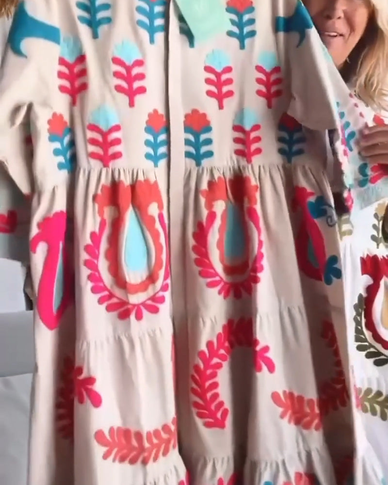 Gracina™ - Grafische jurk met bloemenprint
