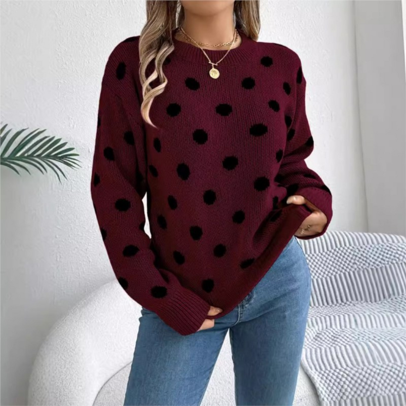 Maud™ - Elegante en Comfortabele Gebreide Trui met Stippen