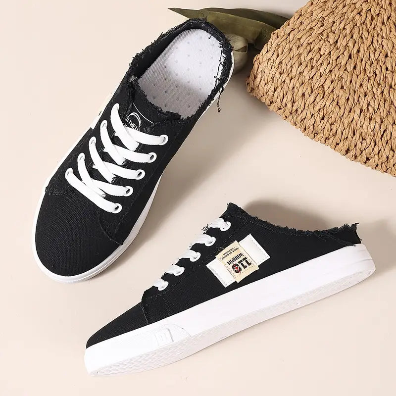 Cyrelia™ - Trendy en comfortabele platte veterschoenen van canvas die overal bij passen