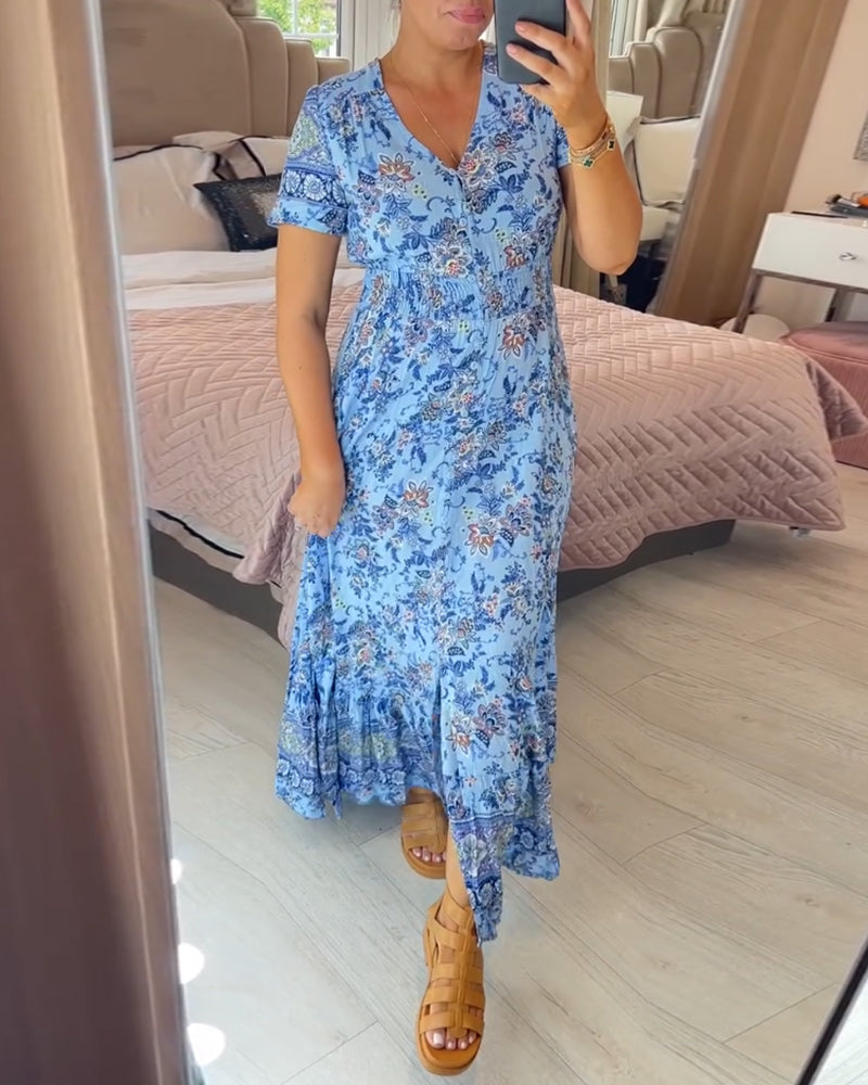 Denise™ - Maxi Bloemenjurk met V-Hals