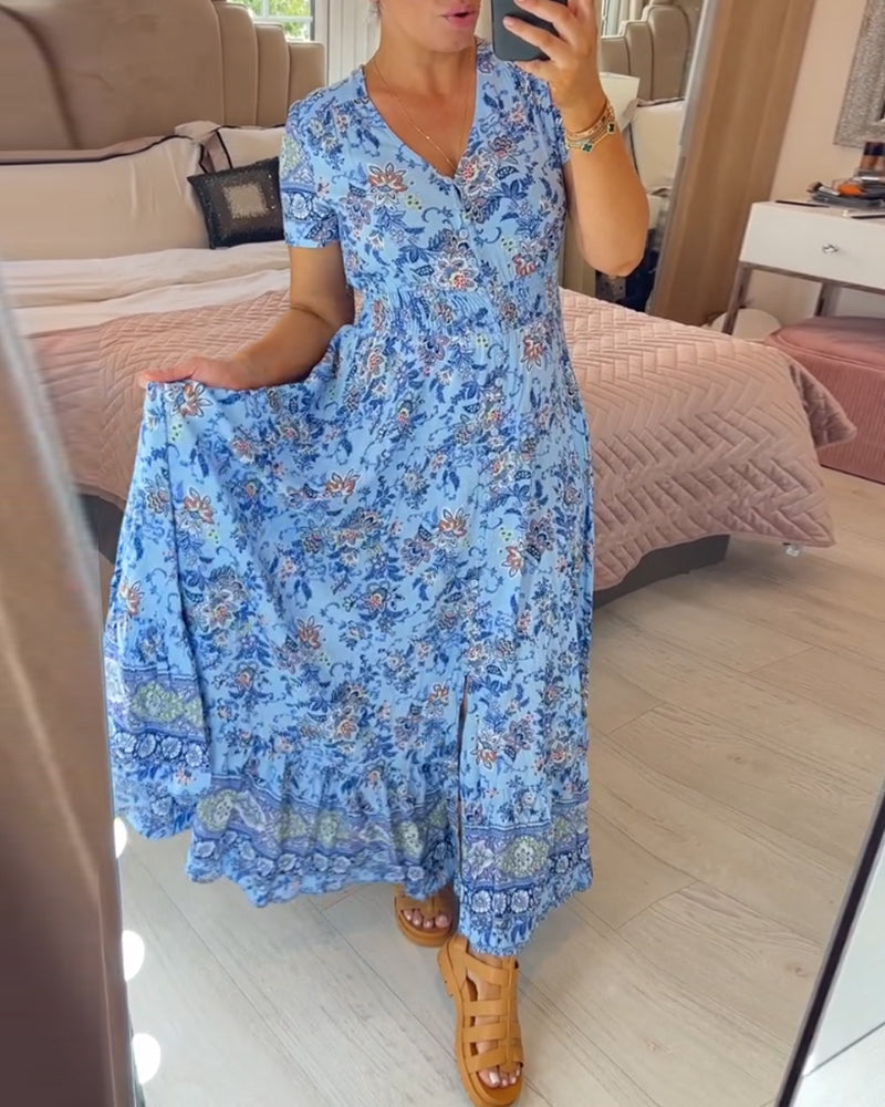 Denise™ - Maxi Bloemenjurk met V-Hals