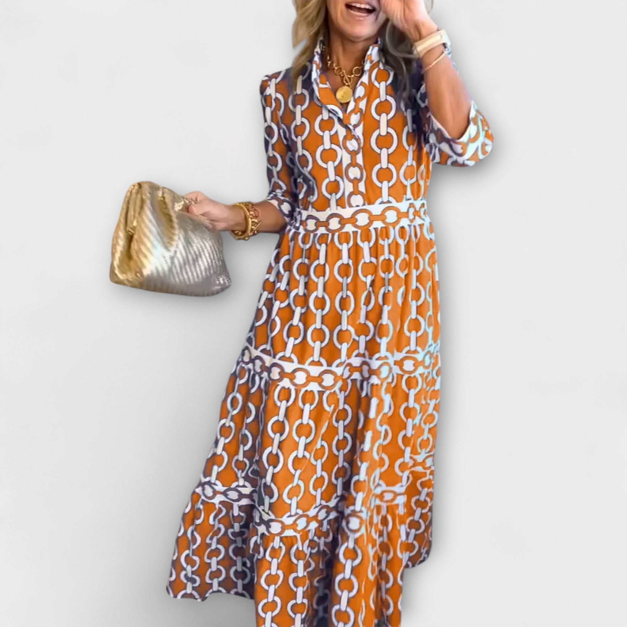 Corinna™ - midi-jurk met kettingmotief