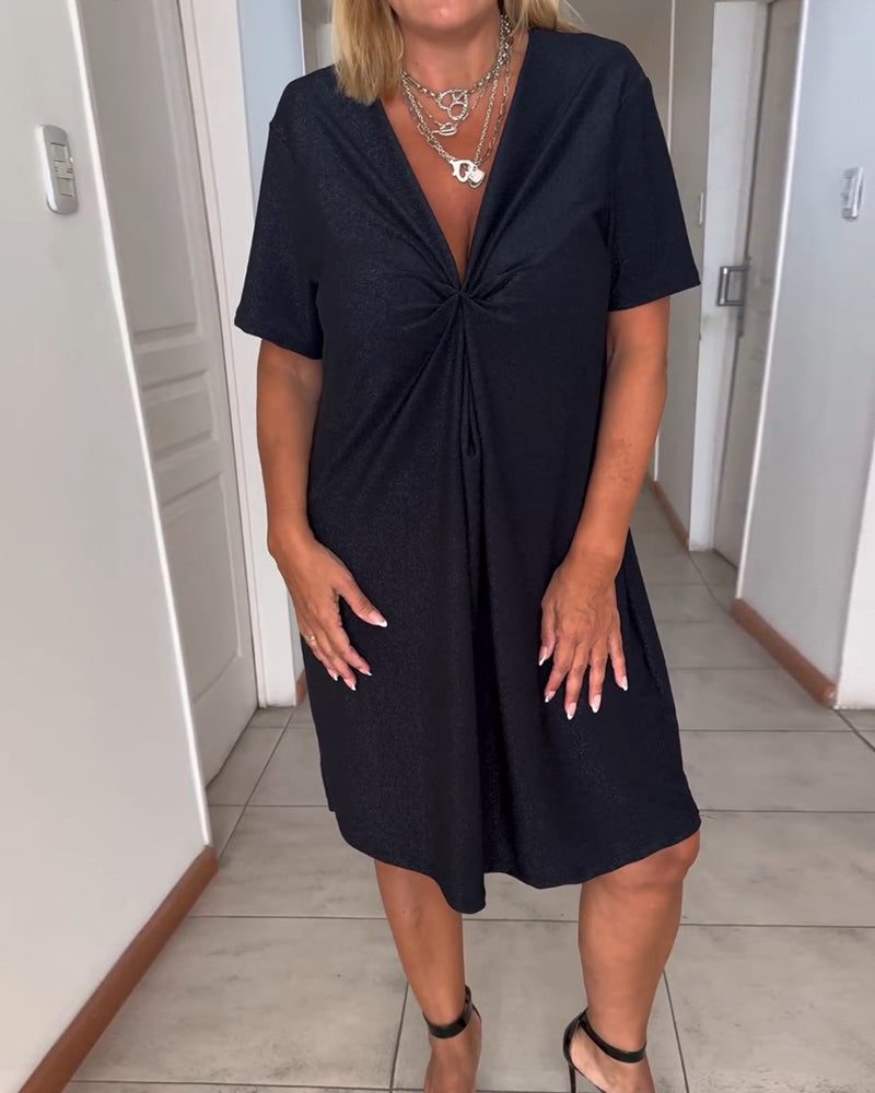 Julieta - Korte mouw twist jurk met V-hals