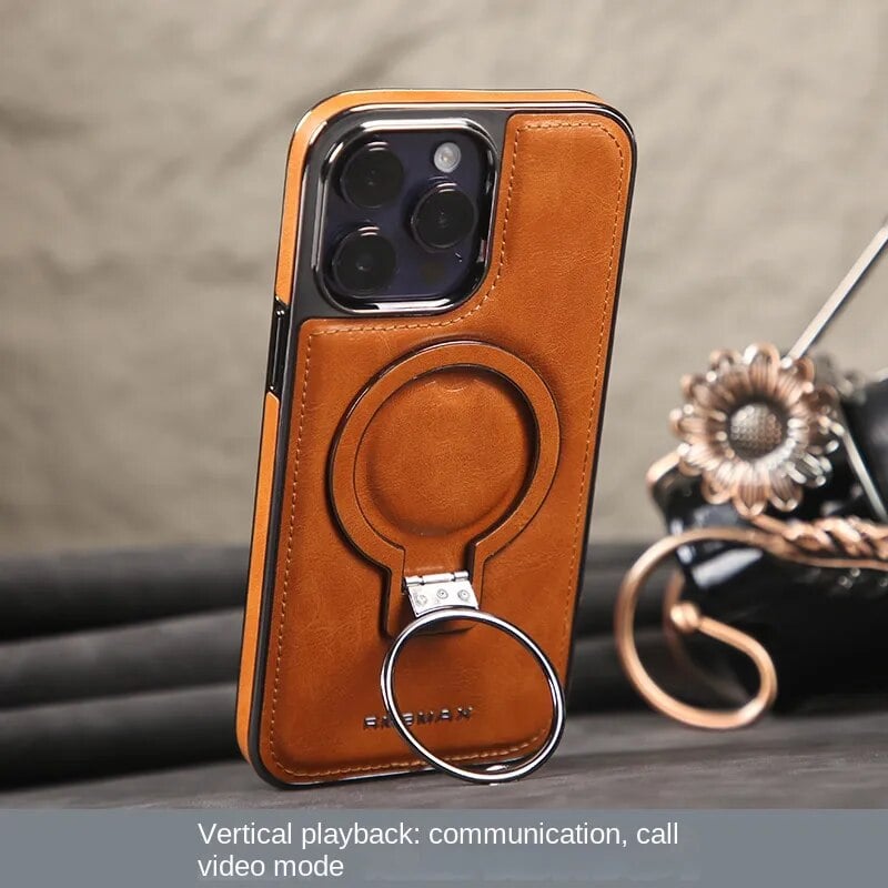 Jalira™ - Luxe lederen iPhone-hoesje met onzichtbare standaard
