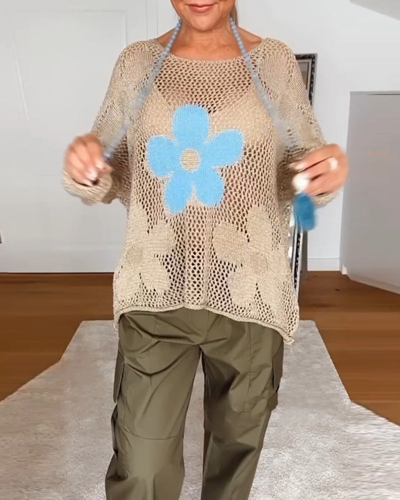 Sasha™ - Gebreide trui met bloemenmotief