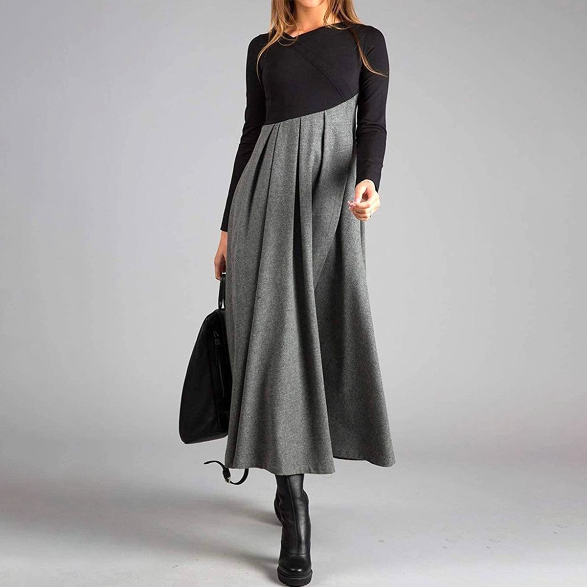 Manon - Elegante lange jurk met lange mouwen