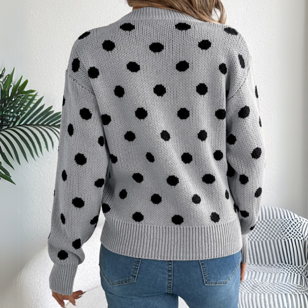 Maud - Elegante en Comfortabele Gebreide Trui met Stippen