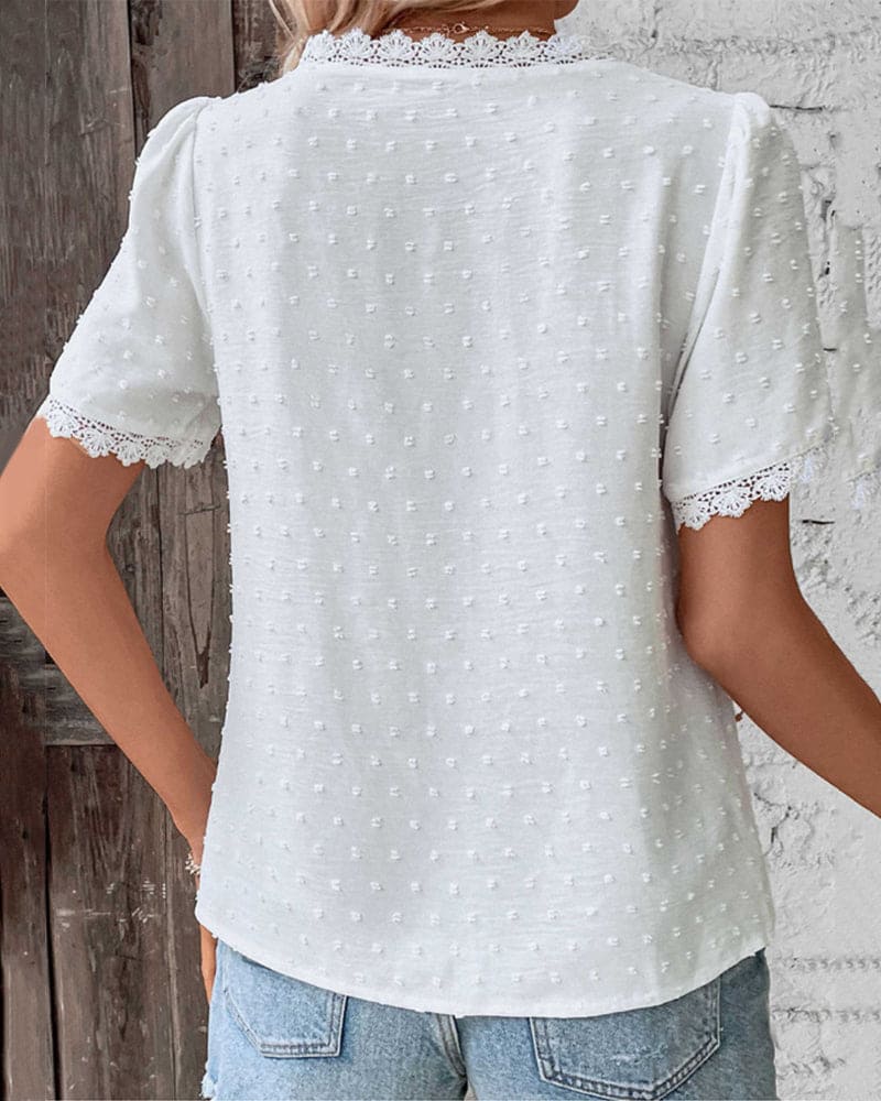 Orestina™ - Kanten Shirt met Korte Mouwen