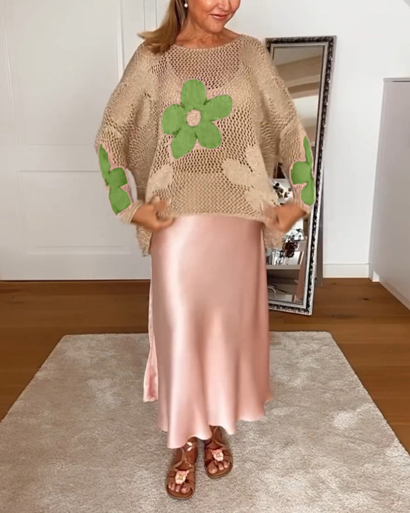 Sasha™ - Gebreide trui met bloemenmotief