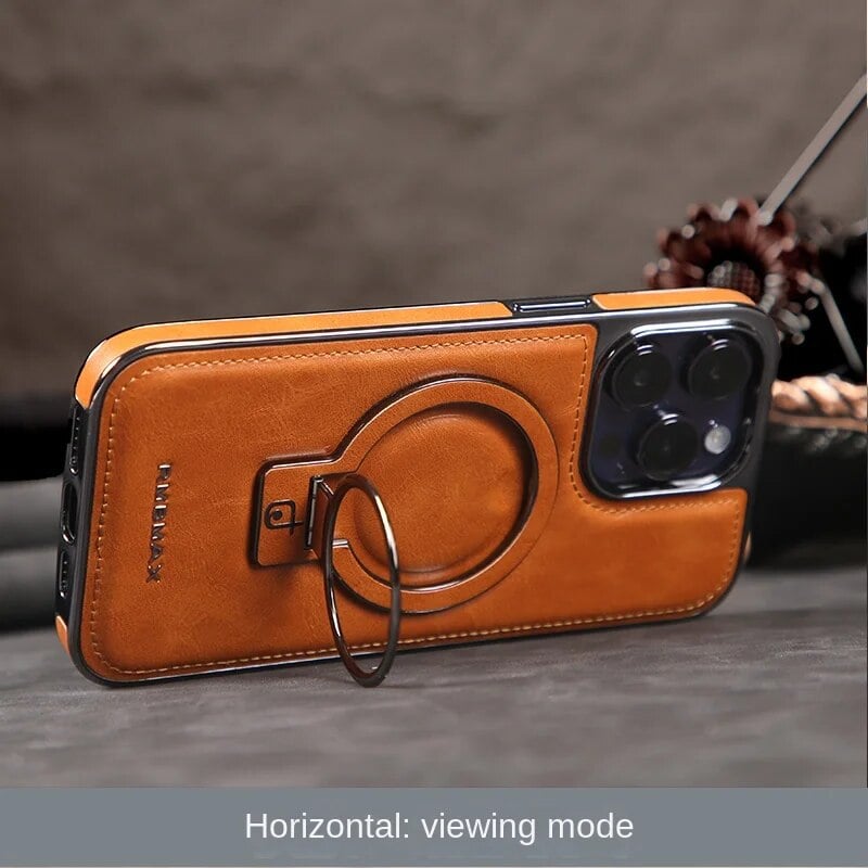 Jalira™ - Luxe lederen iPhone-hoesje met onzichtbare standaard