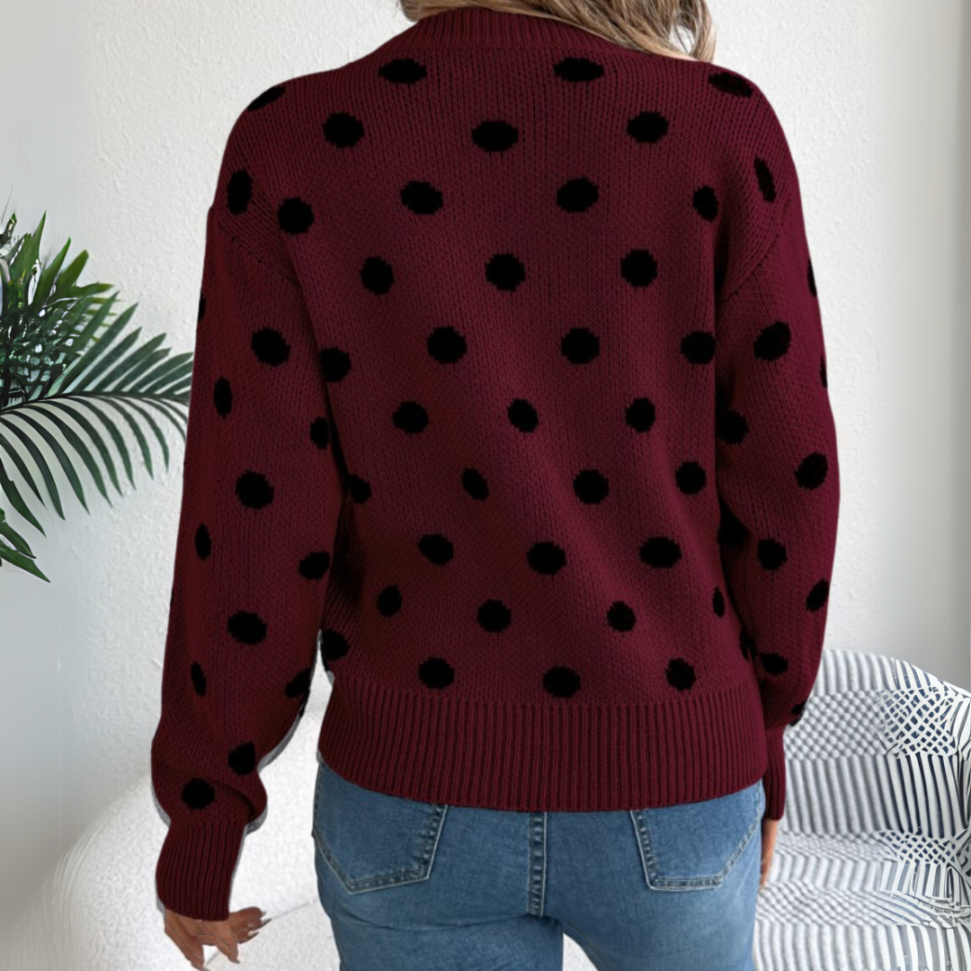 Maud™ - Elegante en Comfortabele Gebreide Trui met Stippen