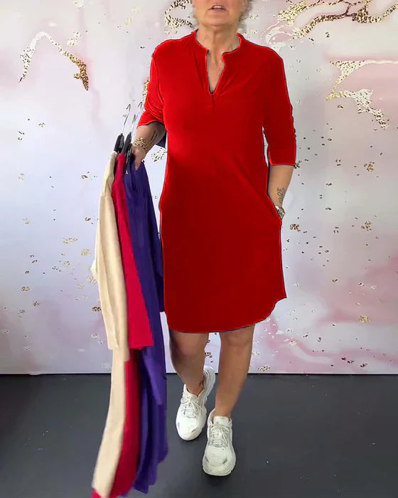 Mélissa - Effen Jurk met V-Hals