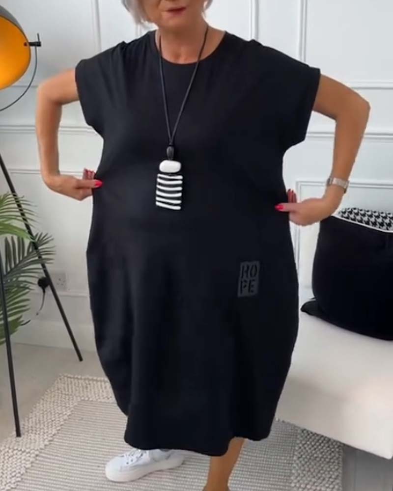 Marie™ - Casual jurk met korte mouwen en letterprint