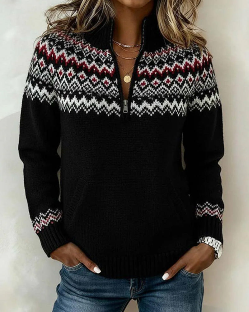 Brisavelle - Vintage Trui met Ritskraag