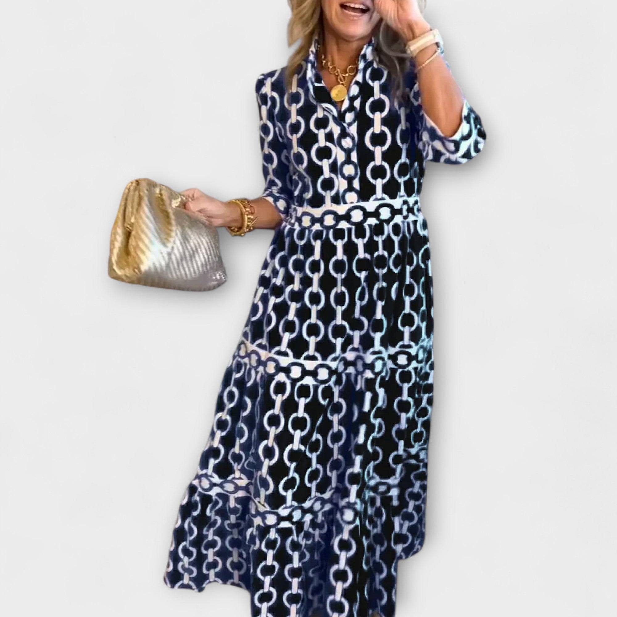 Corinna™ - midi-jurk met kettingmotief