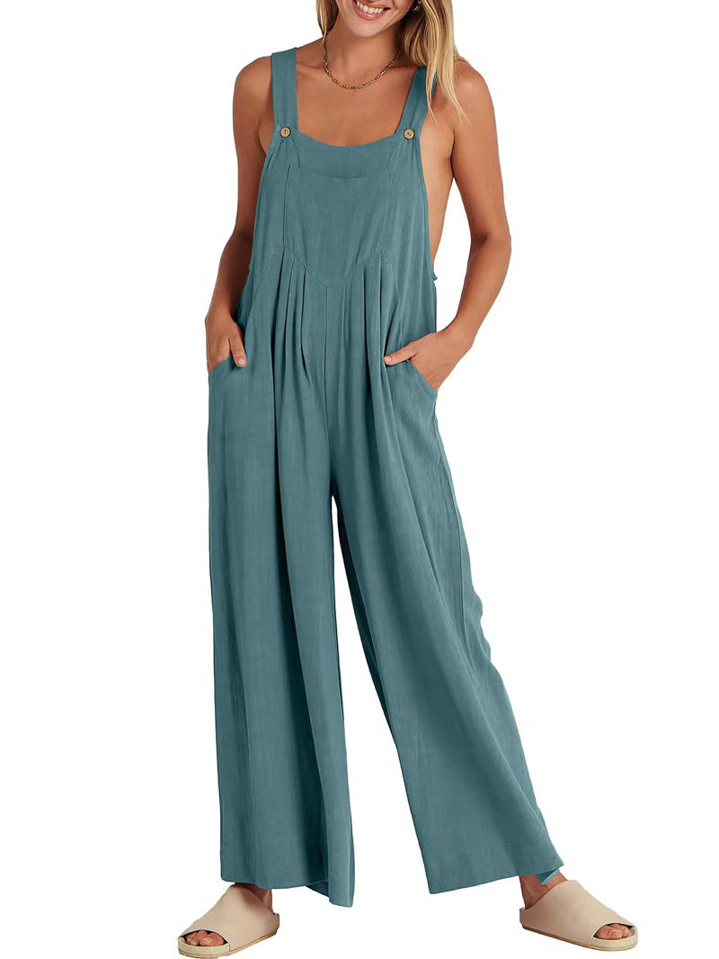 Giulena™ - Mouwloze jumpsuit met wijde pijpen