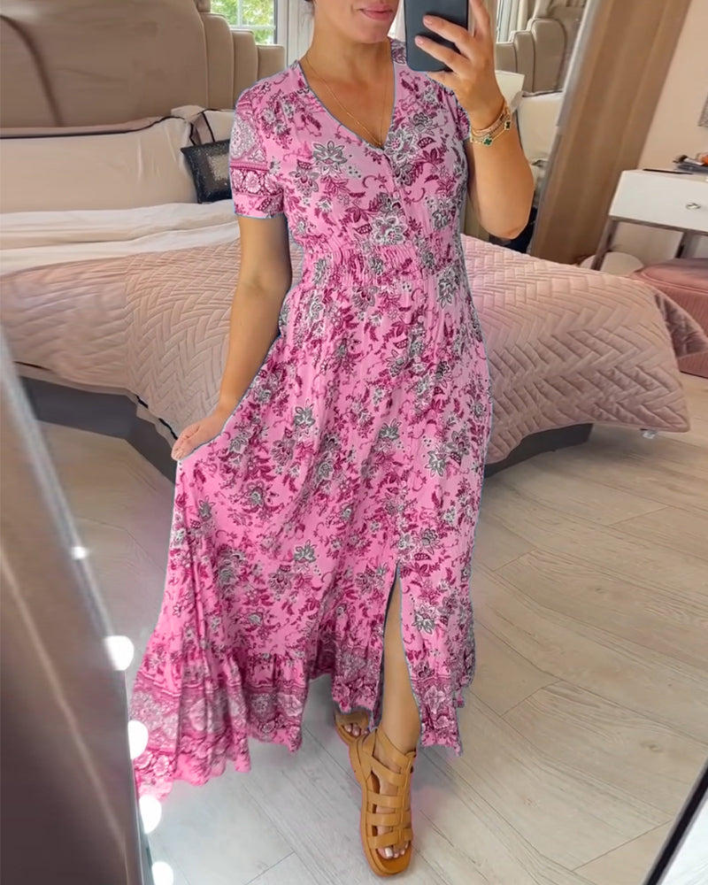Denise™ - Maxi Bloemenjurk met V-Hals