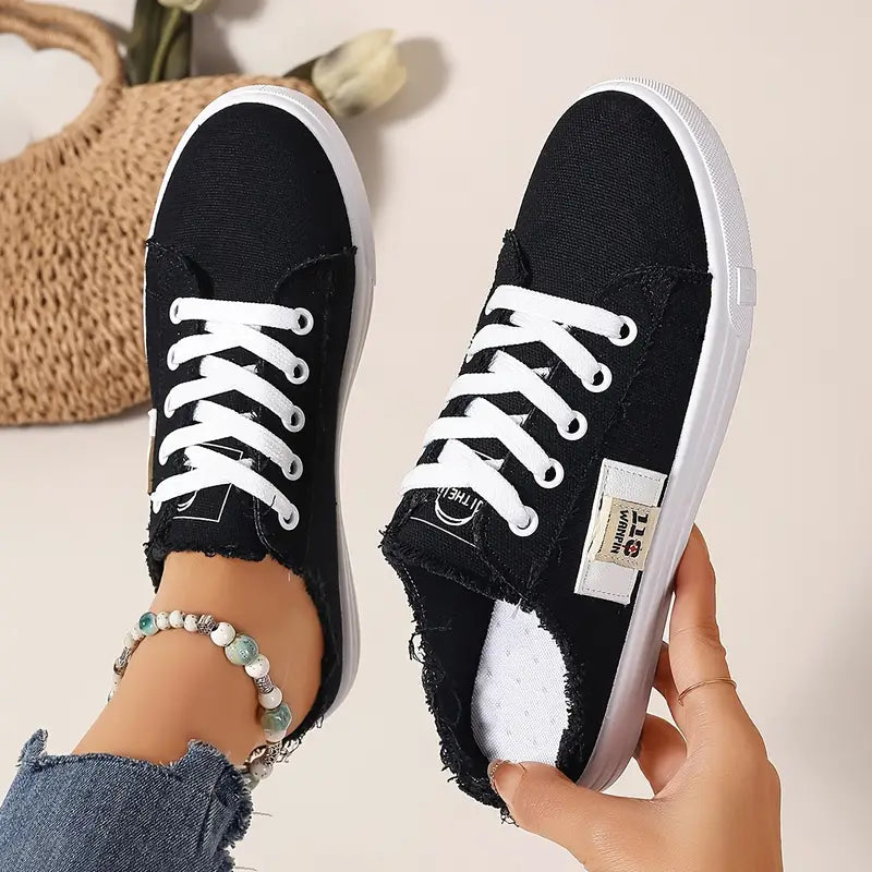 Cyrelia™ - Trendy en comfortabele platte veterschoenen van canvas die overal bij passen
