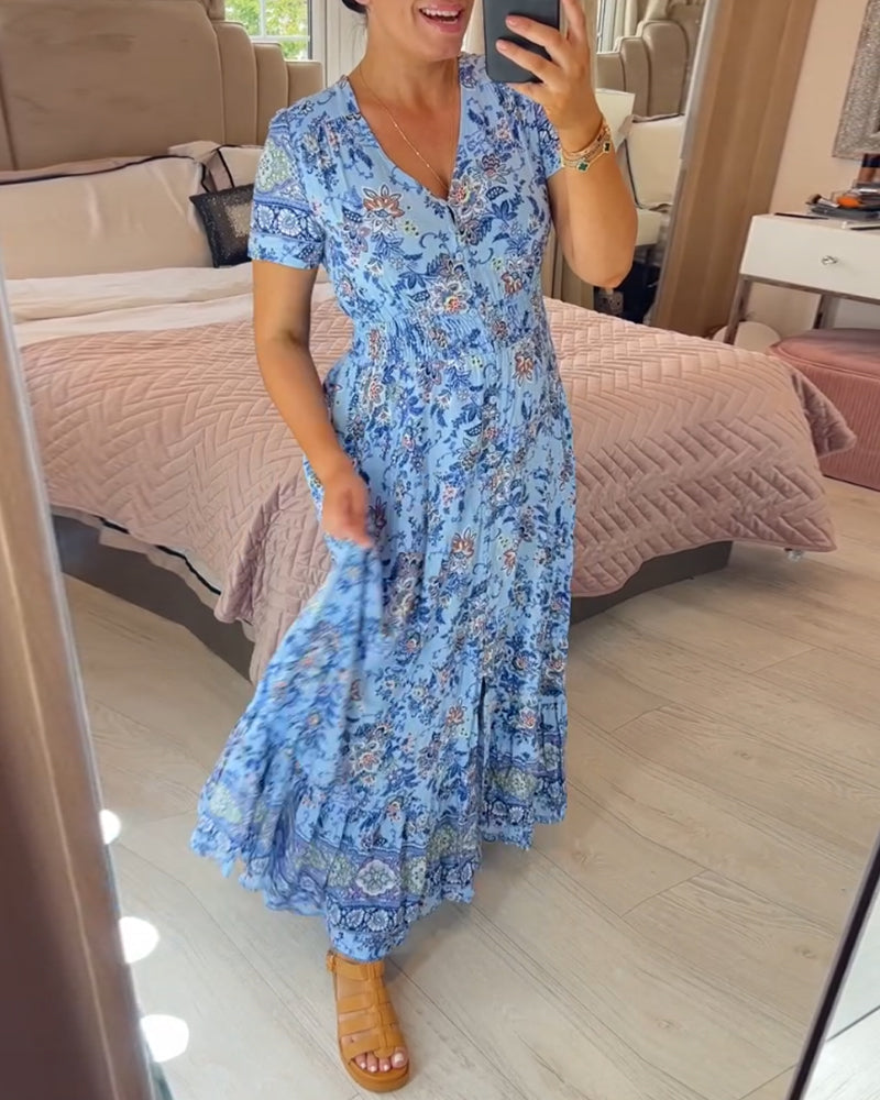 Denise™ - Maxi Bloemenjurk met V-Hals