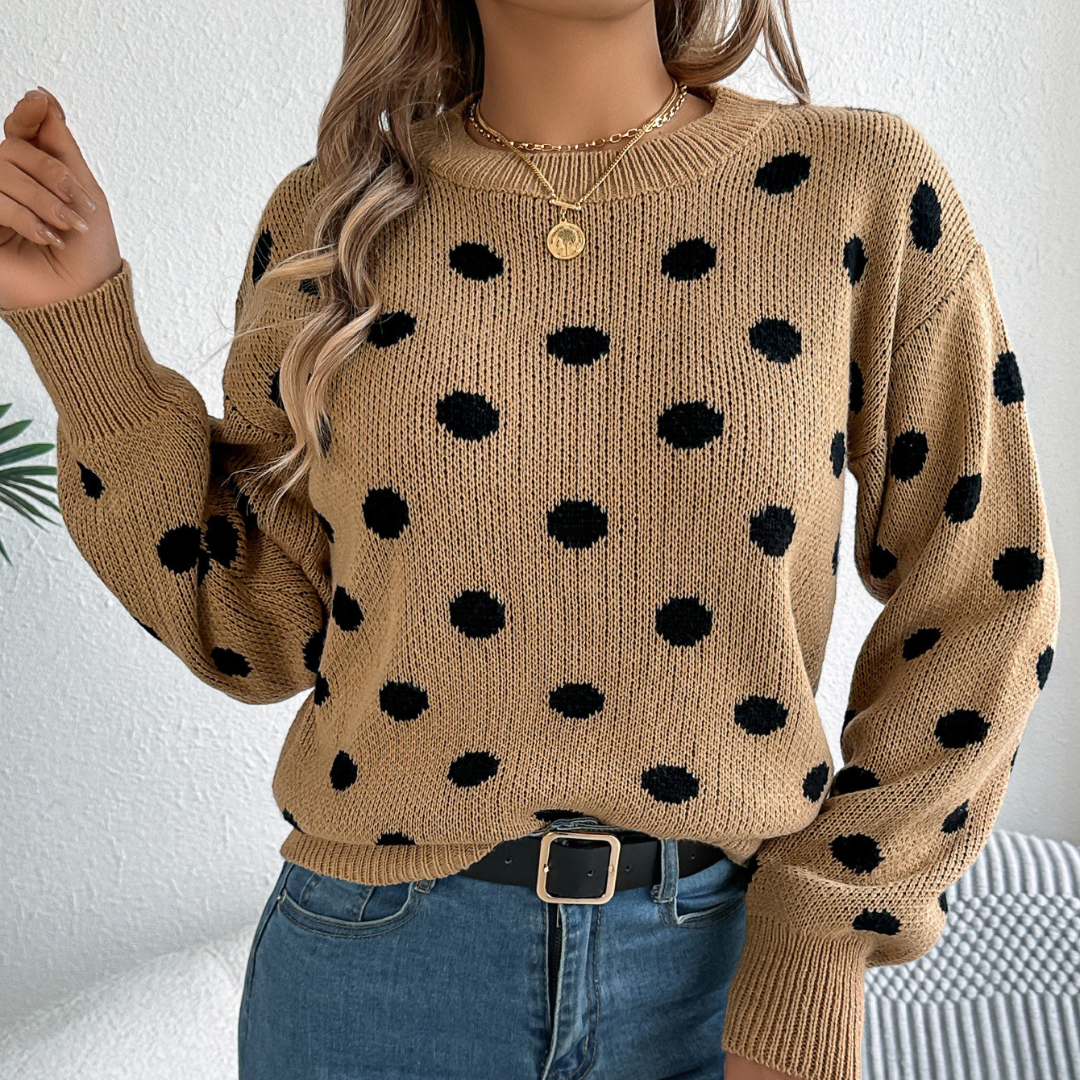 Maud™ - Elegante en Comfortabele Gebreide Trui met Stippen