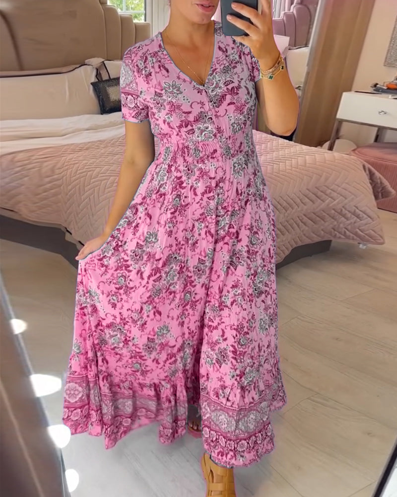 Denise™ - Maxi Bloemenjurk met V-Hals