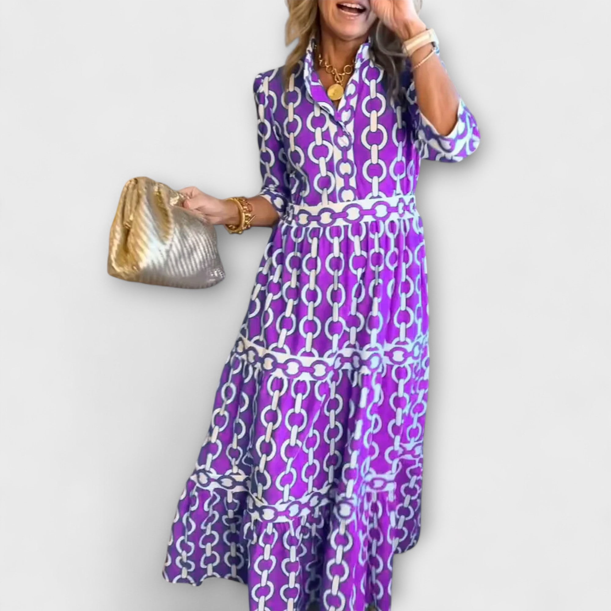 Corinna™ - midi-jurk met kettingmotief