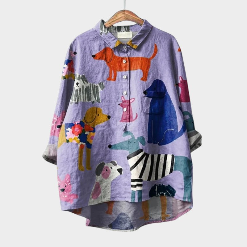 Lucy - Blouse met hondenprint