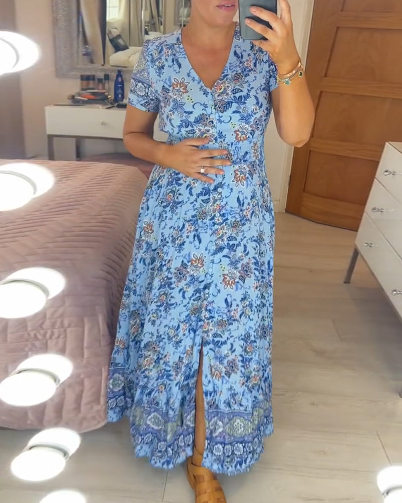 Denise™ - Maxi Bloemenjurk met V-Hals