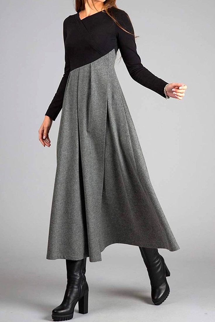Manon - Elegante lange jurk met lange mouwen