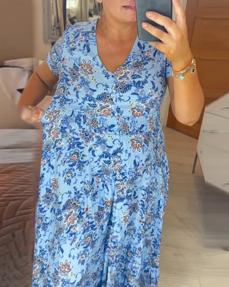Denise™ - Maxi Bloemenjurk met V-Hals