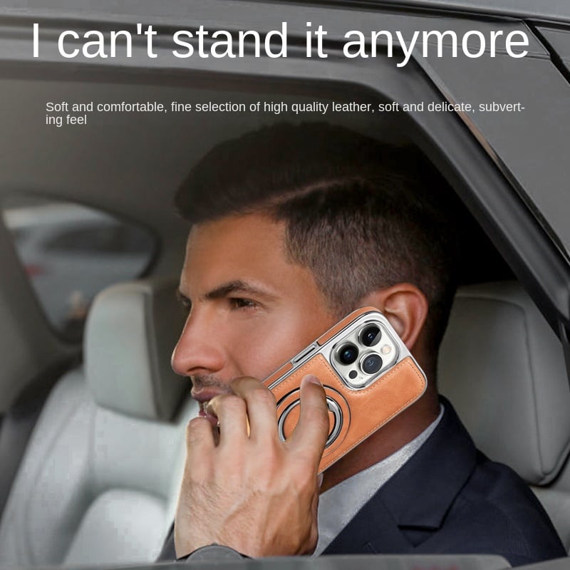 Jalira™ - Luxe lederen iPhone-hoesje met onzichtbare standaard
