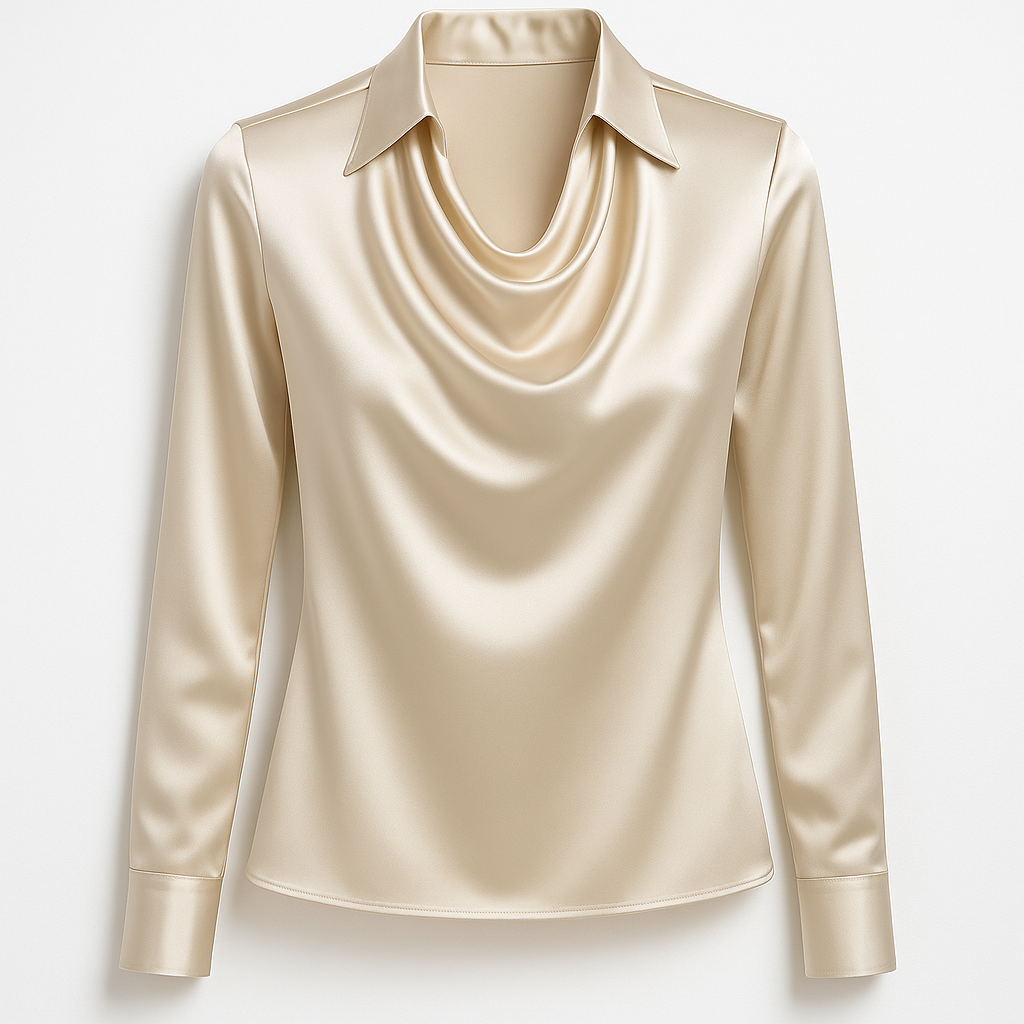 Laureline™ - Glimmende Blouse met Geplooide Kraag - Chic & Tijdloos