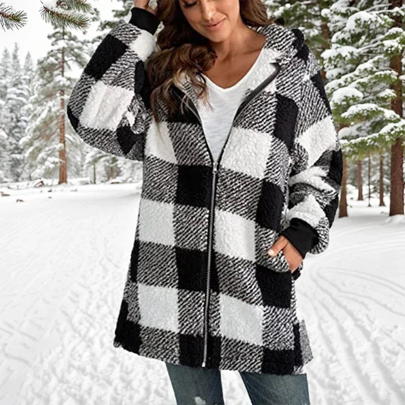 Geneve - Oversized Ruitjas met Capuchon