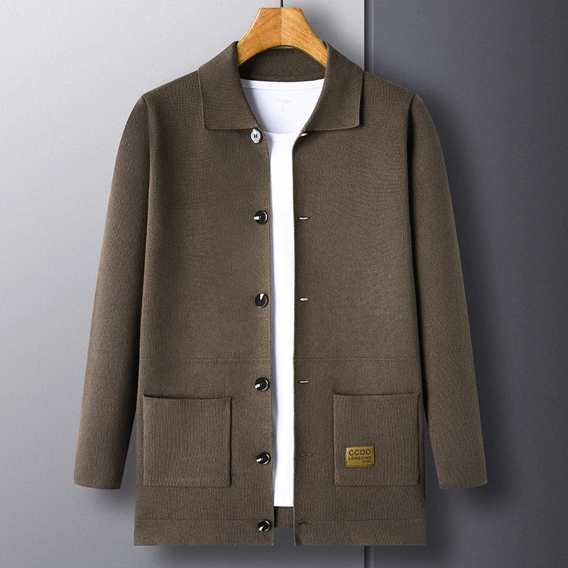 Sebastien - Heren Lange Gebreide Jas met Stijlvolle Revers