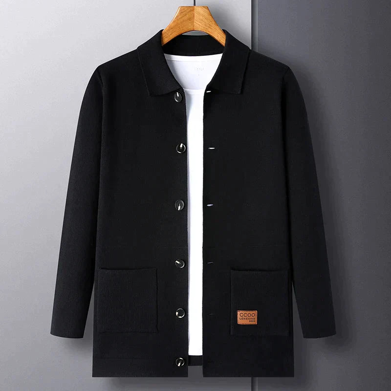 Sebastien - Heren Lange Gebreide Jas met Stijlvolle Revers