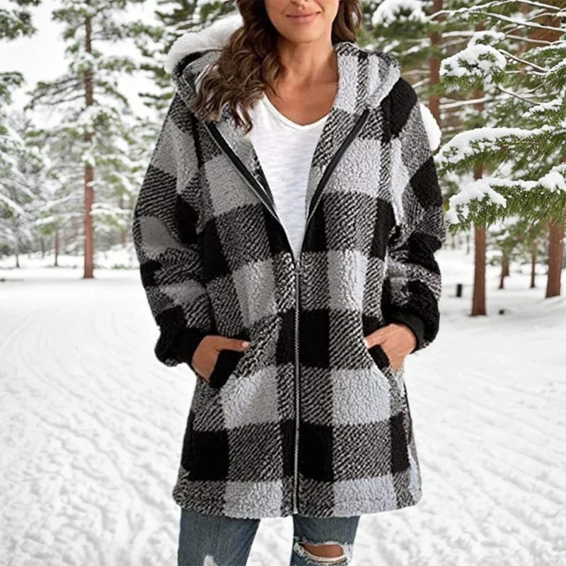 Geneve - Oversized Ruitjas met Capuchon