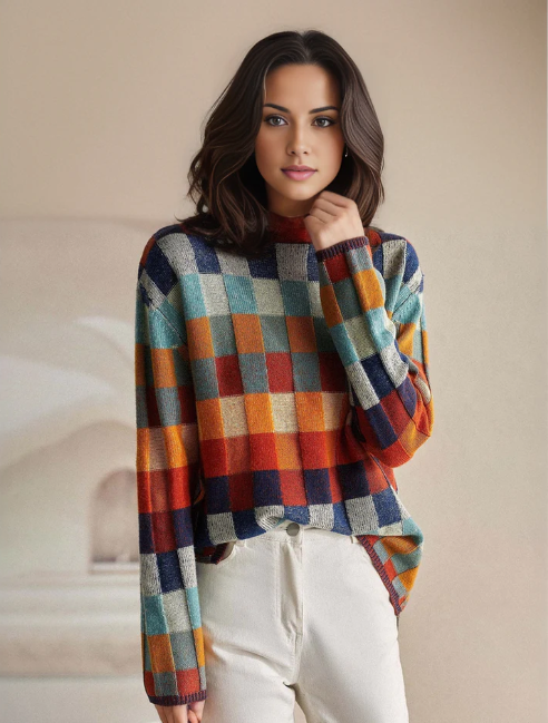 Hodierna™ - Vrouwen Wintertrui met Geometrisch Motief