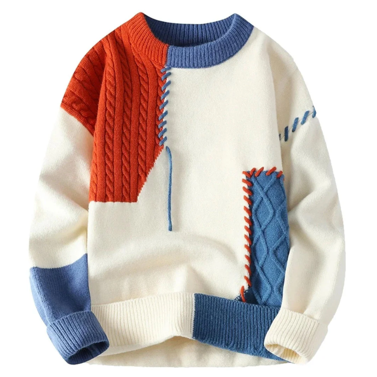 Jacqui - Moderne en Comfortabele Patchwork Trui