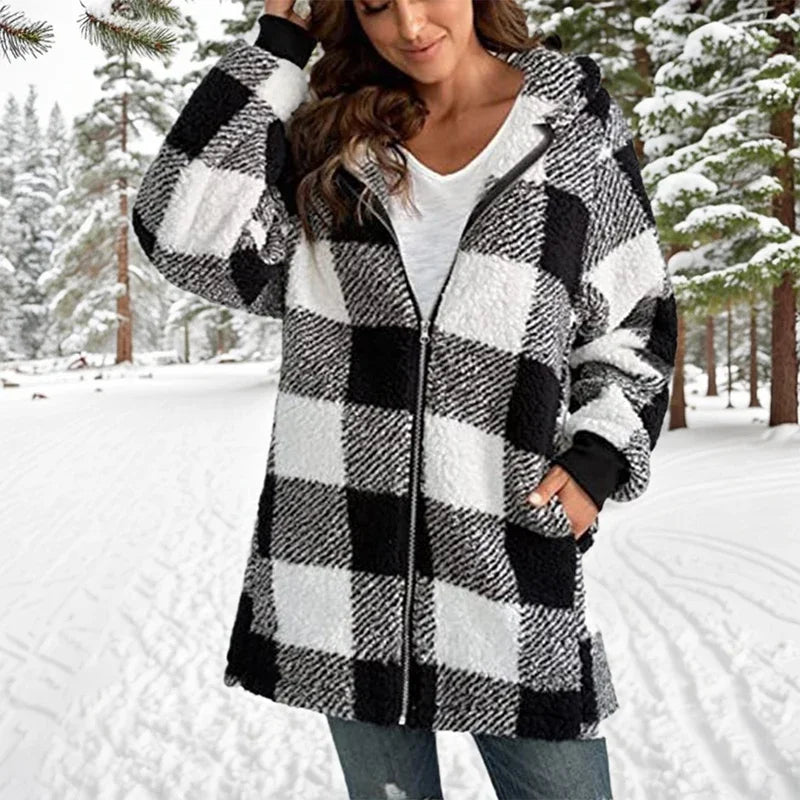 Geneve - Oversized Ruitjas met Capuchon