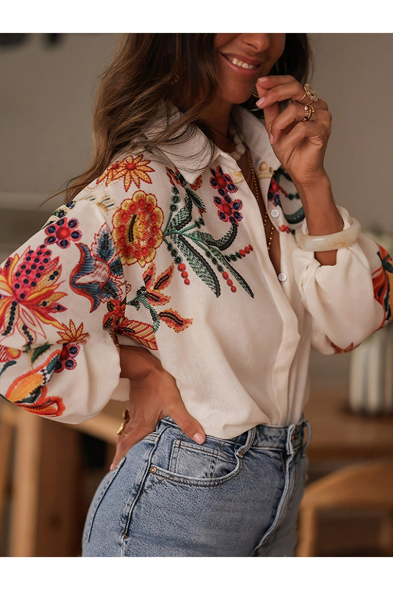 Fabienne™ - Bloemenhemd met borduursels – Een vleugje Middellandse Zee in elk detail