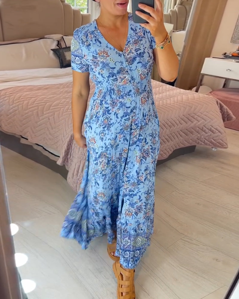 Denise™ - Maxi Bloemenjurk met V-Hals