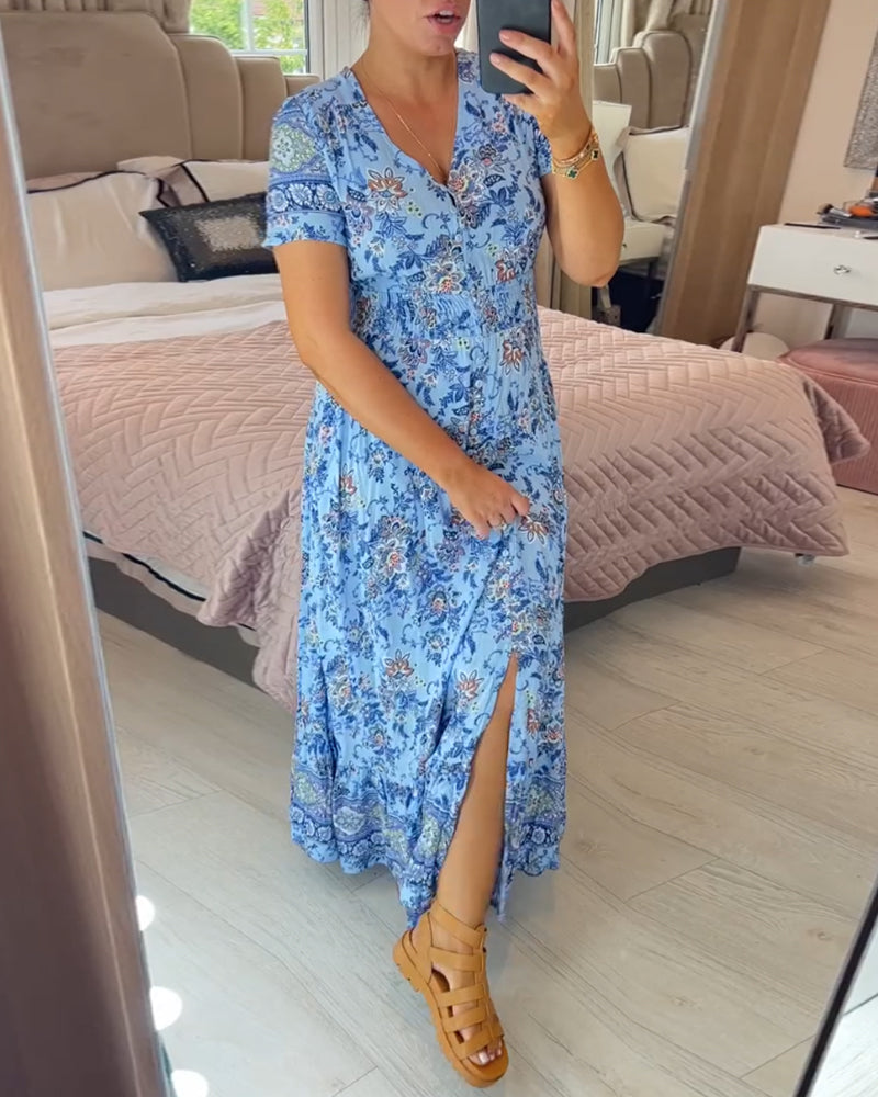Denise™ - Maxi Bloemenjurk met V-Hals