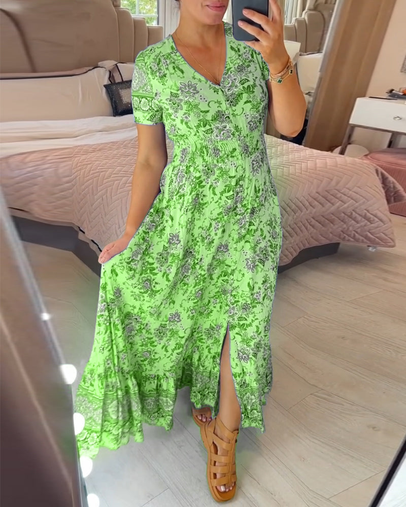 Denise™ - Maxi Bloemenjurk met V-Hals