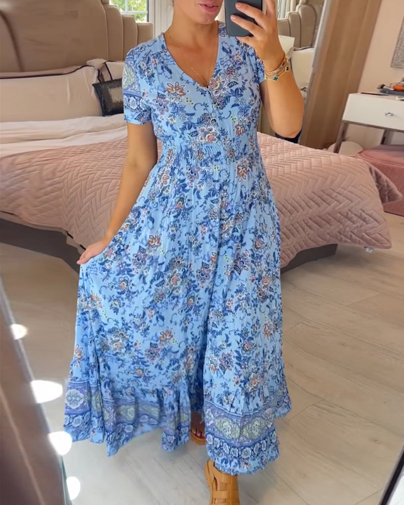 Denise™ - Maxi Bloemenjurk met V-Hals
